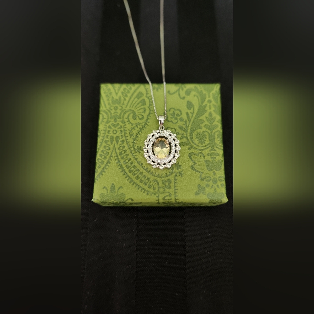 Peridot Pendant On Sterling Silver Necklace